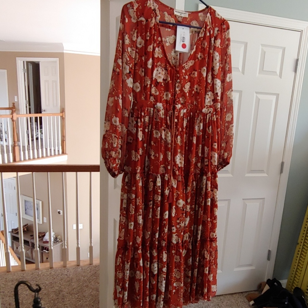 Free People Homemade burnt orange floral dress